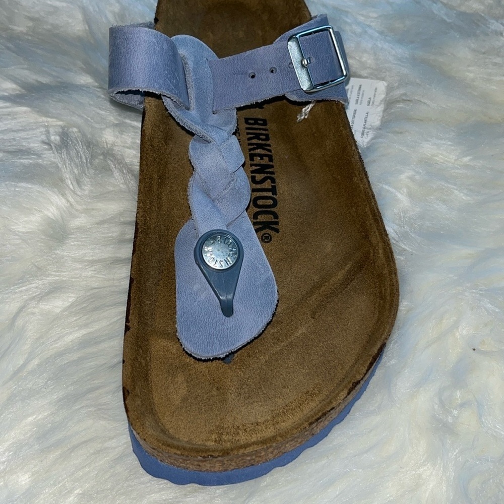 🆕 Birkenstock Gizeh Braided Dusty Blue Oiled Leather Sandals Size 37 US 6/6.5 - Picture 6 of 15